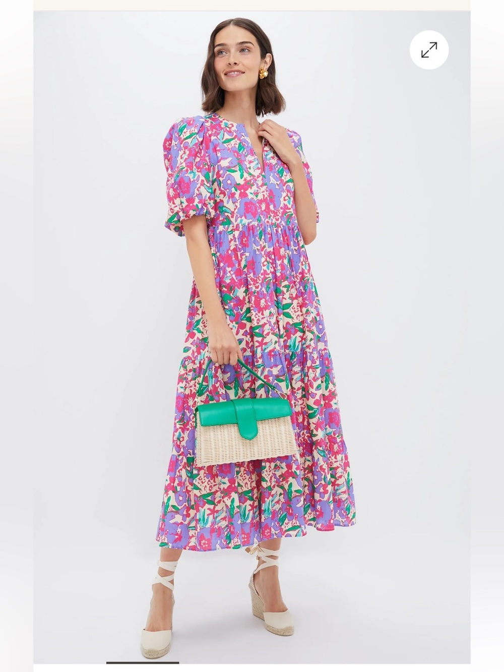 HYACINTH HOUSE Tuckernuck Magenta Floral Ruffle Collar Louisa Maxi Dress SMALL